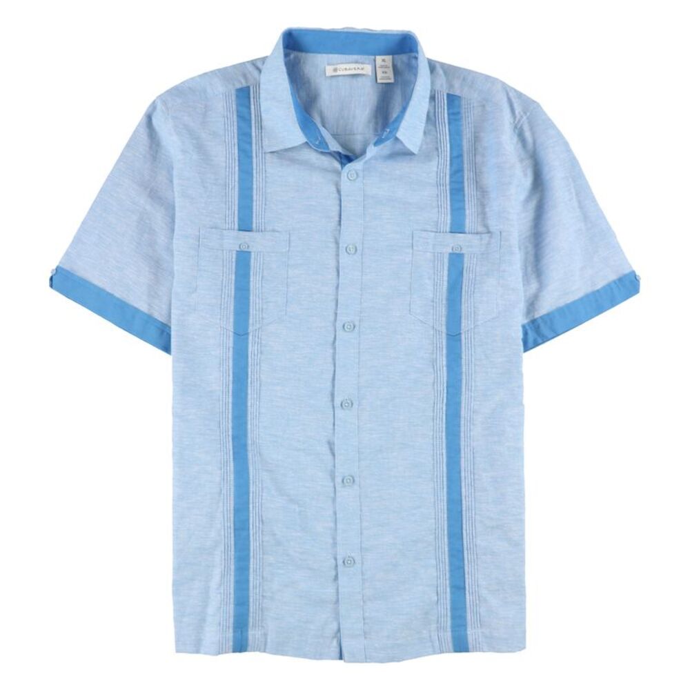 CubAvera Mens Cross-Dyed Linen Blend Button Up Shirt, NWT